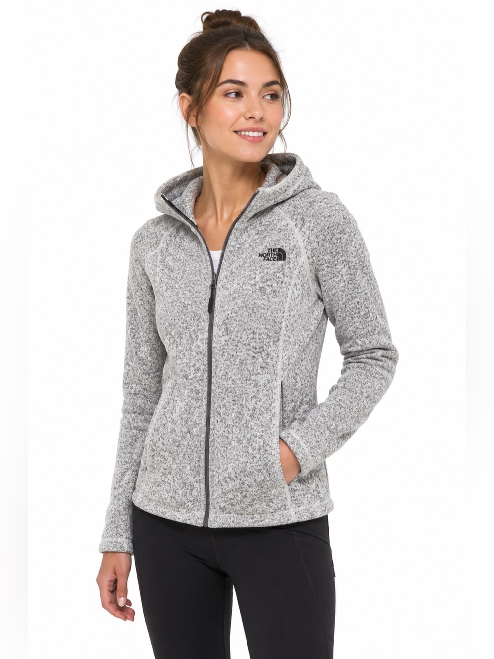 The North Face Crescent Full Zip Hoodie Sweater Fleece Jacket Gray Women’s Small